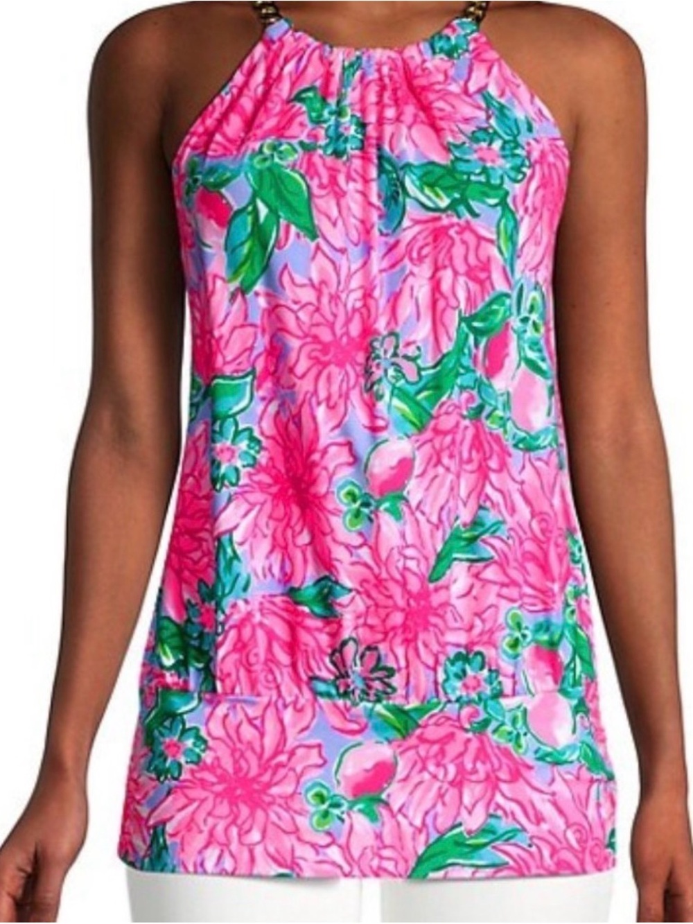 Lilly Pulitzer Pink & Green Floral Halter Tank Top One-Piece